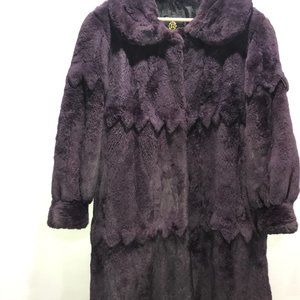 POLO NORTE DEEP PURPLE FULL LENGTH RABBIT FUR COAT